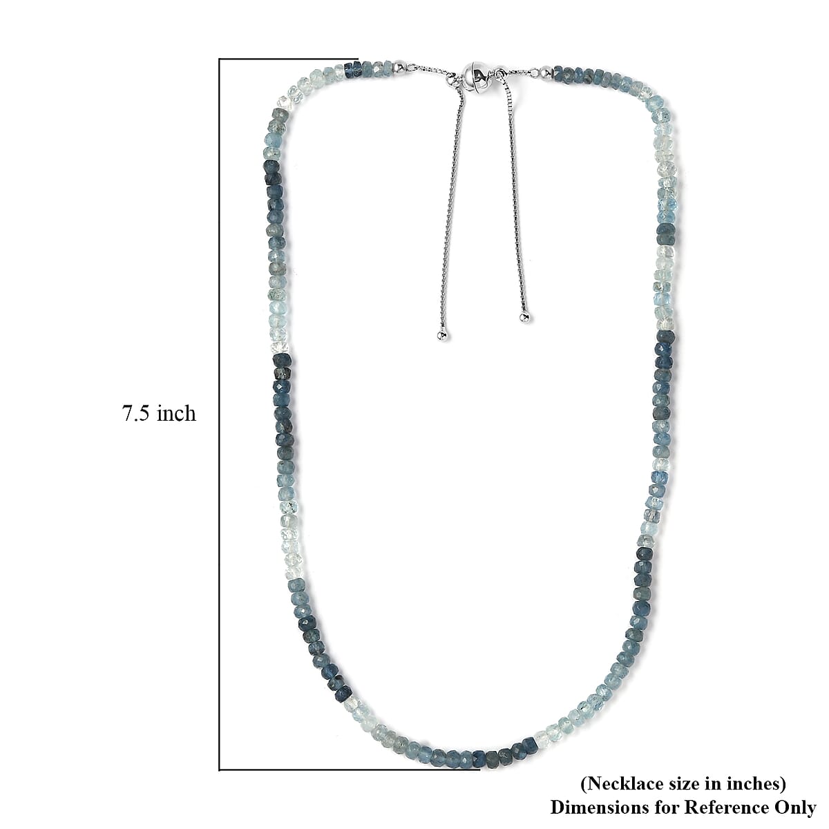 Shades of Aquamarine Beaded Necklace (18-20 Inches) in Rhodium Over Sterling Silver 82.00 ctw image number 5