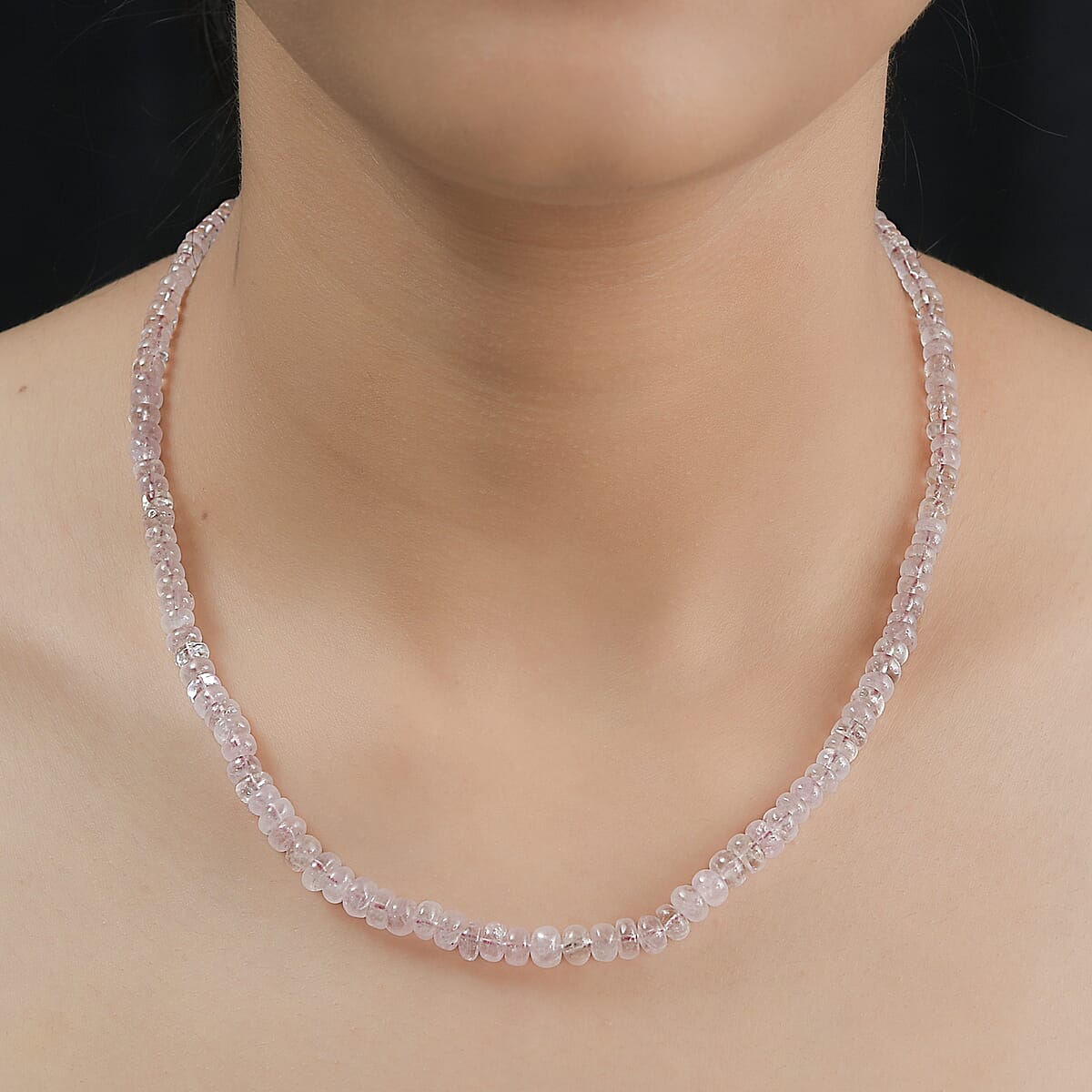 Marropino Morganite Beaded Necklace (18-20 Inches) in Rhodium Over Sterling Silver 95.00 ctw image number 2
