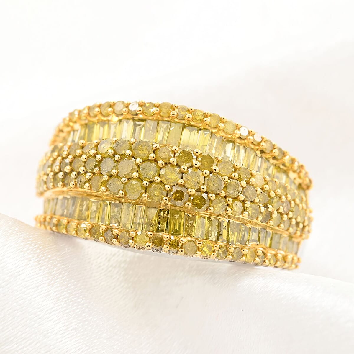 Doorbuster Yellow Diamond Ring in Platinum Over Sterling Silver (Size 10.0) 2.00 ctw image number 1