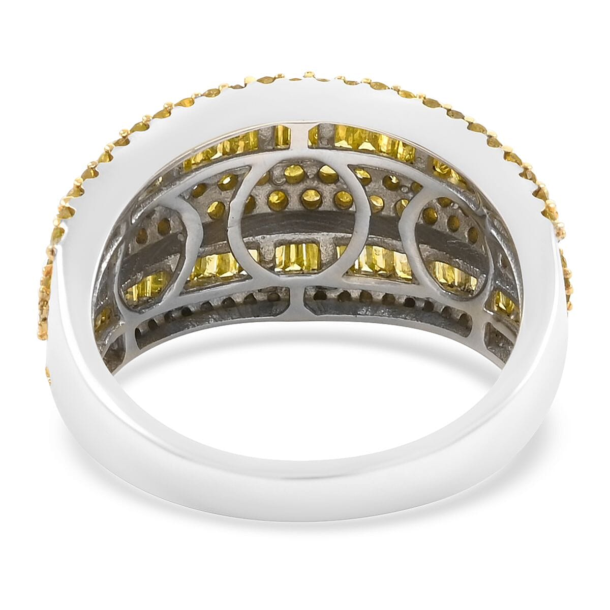 Doorbuster Yellow Diamond Ring in Platinum Over Sterling Silver (Size 10.0) 2.00 ctw image number 4