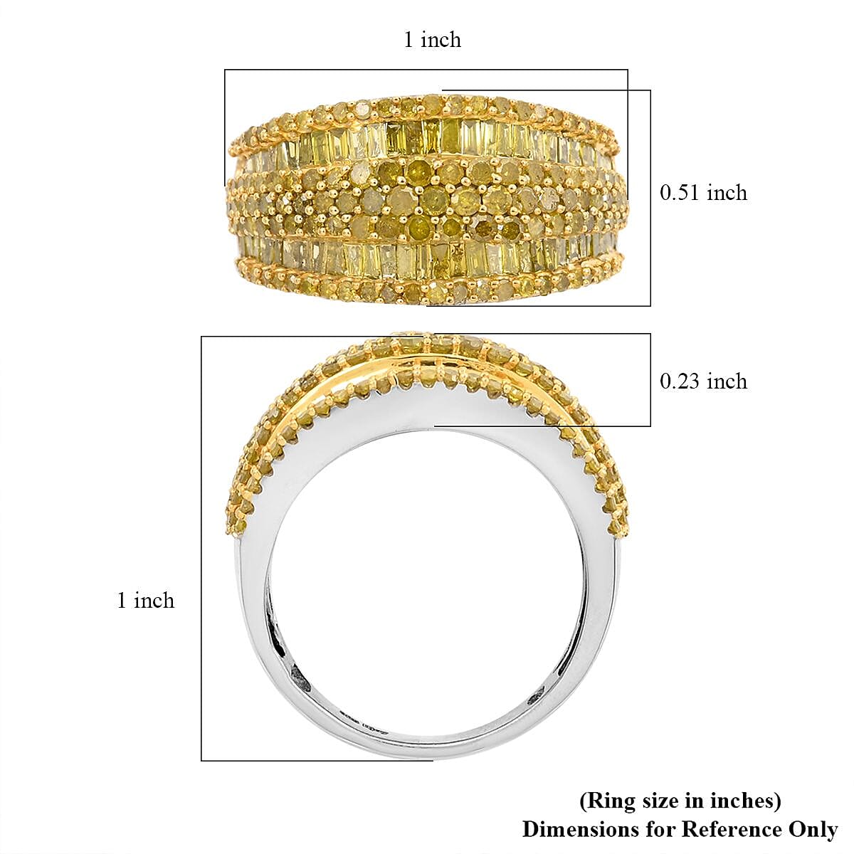 Doorbuster Yellow Diamond Ring in Platinum Over Sterling Silver (Size 10.0) 2.00 ctw image number 5