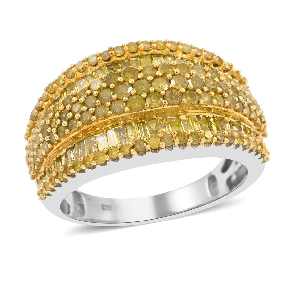 Yellow Diamond  2.00 ctw Ring in Platinum Over Sterling Silver (Size 9.0) image number 0
