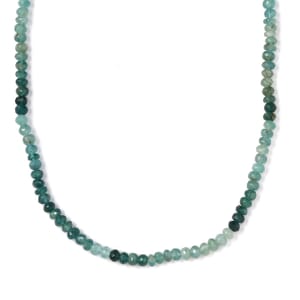 Shades of Grandidierite Beaded Necklace 18-20 Inches in Rhodium Over Sterling Silver 90.00 ctw