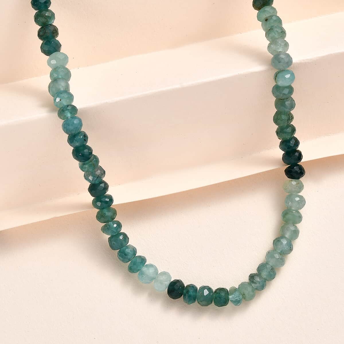 Shades of Grandidierite Beaded Necklace 18-20 Inches in Rhodium Over Sterling Silver 90.00 ctw image number 1