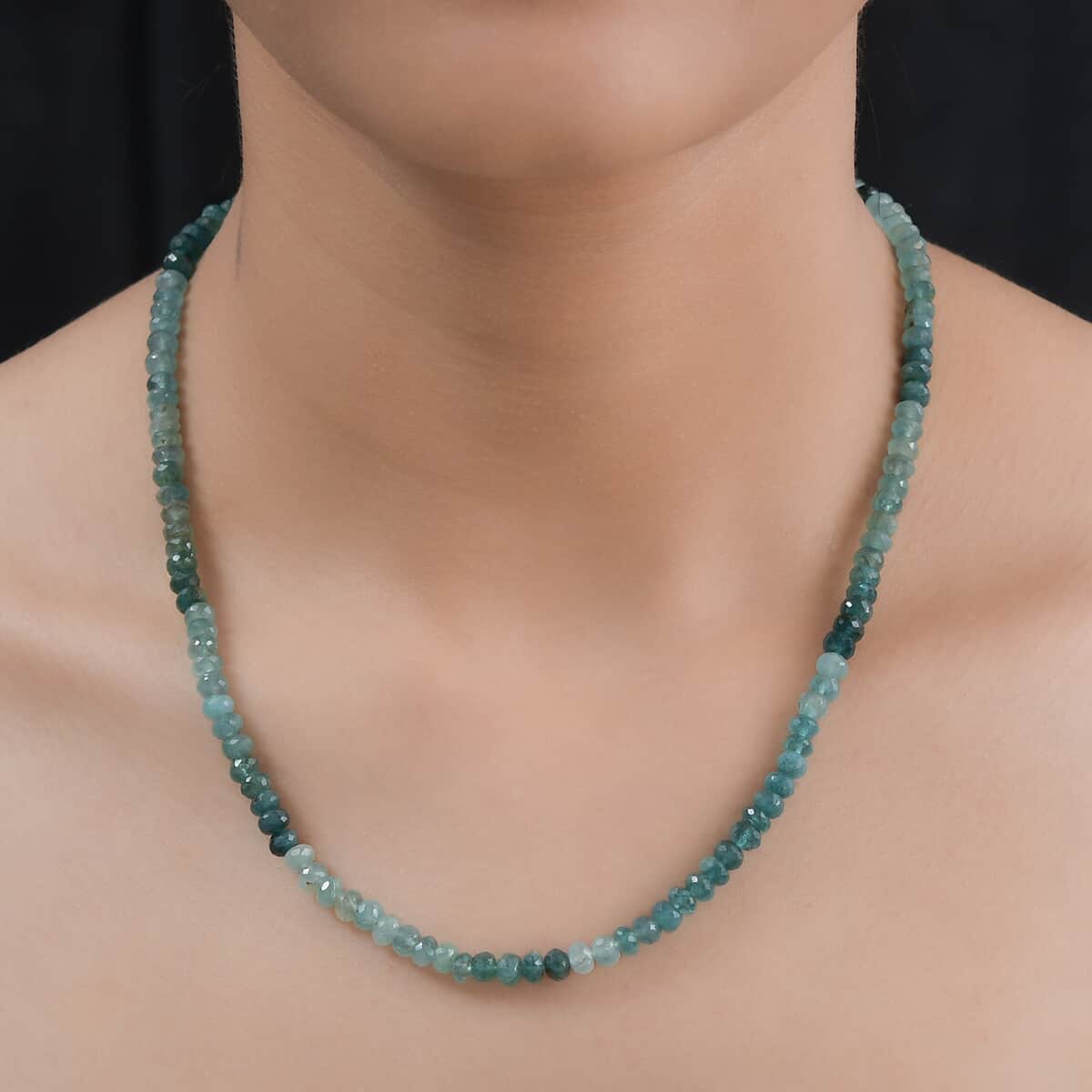 Shades of Grandidierite Beaded Necklace 18-20 Inches in Rhodium Over Sterling Silver 90.00 ctw image number 2
