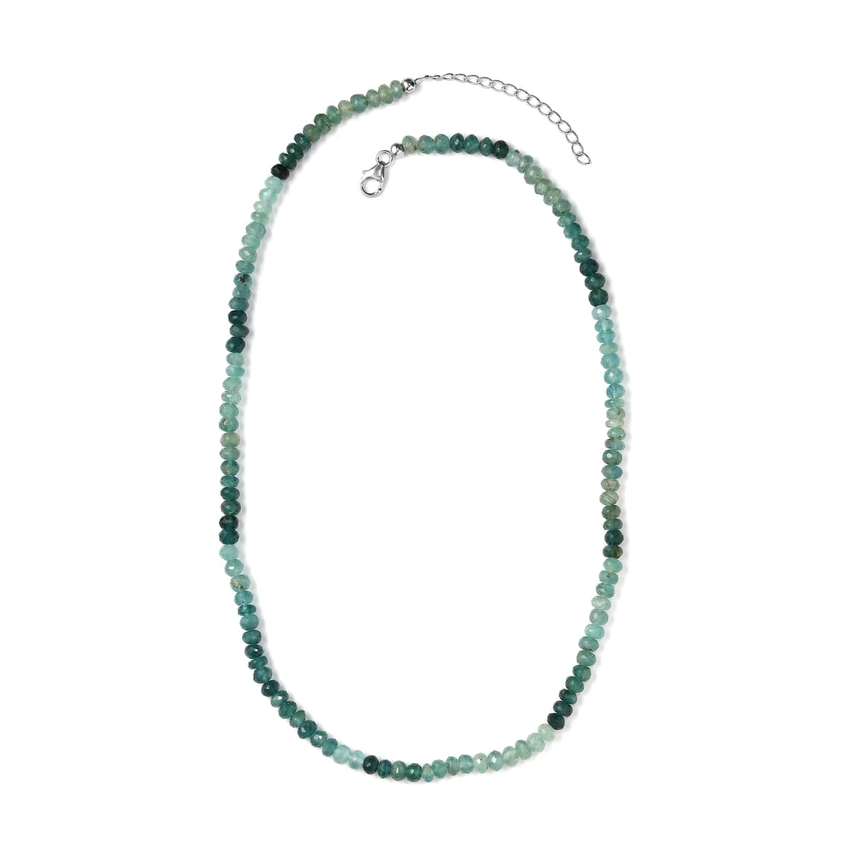 Shades of Grandidierite Beaded Necklace 18-20 Inches in Rhodium Over Sterling Silver 90.00 ctw image number 3