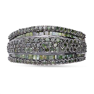 D'Joy Green Diamond 2.00 ctw Ring in Platinum Over Sterling Silver (Size 7.0) 