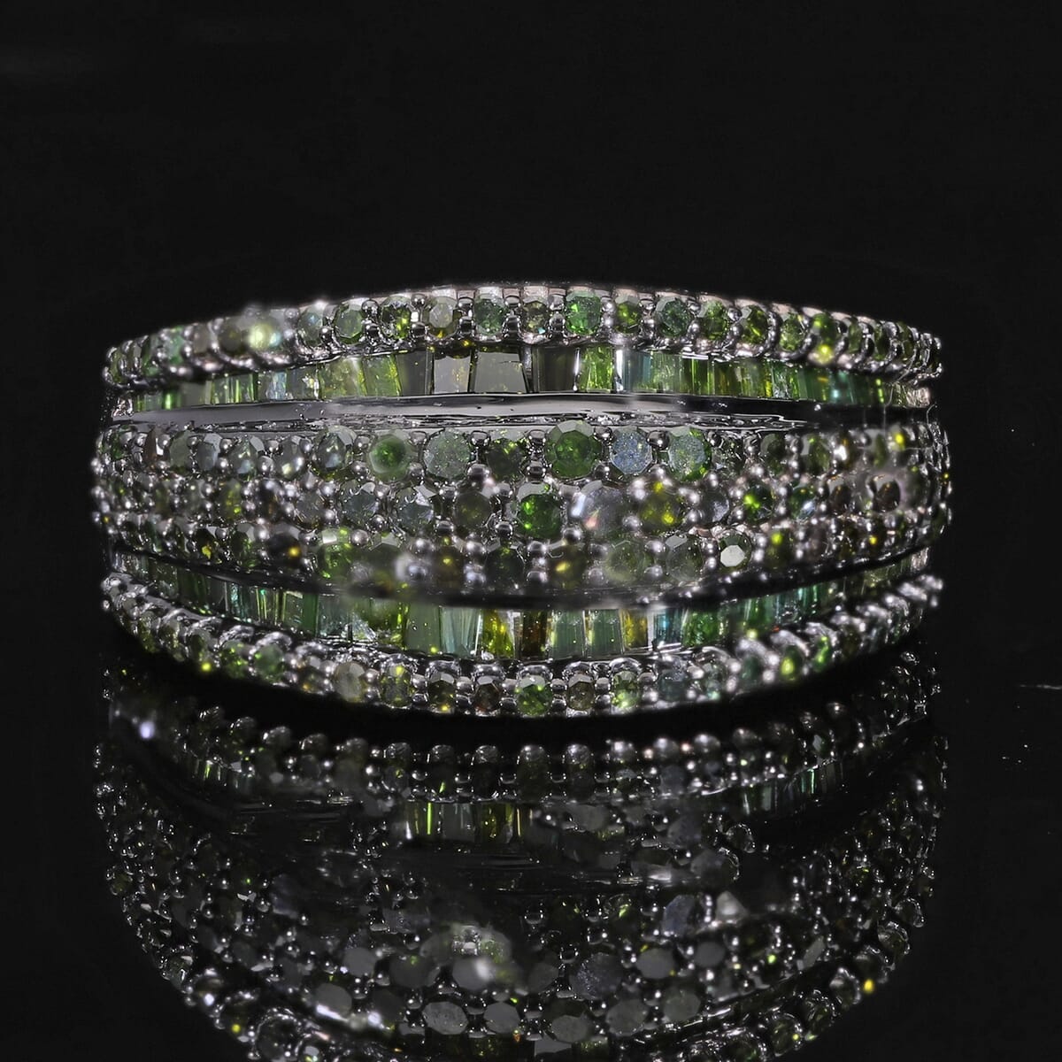 Green Diamond 2.00 ctw Ring in Platinum Over Sterling Silver (Size 7.0)  image number 1