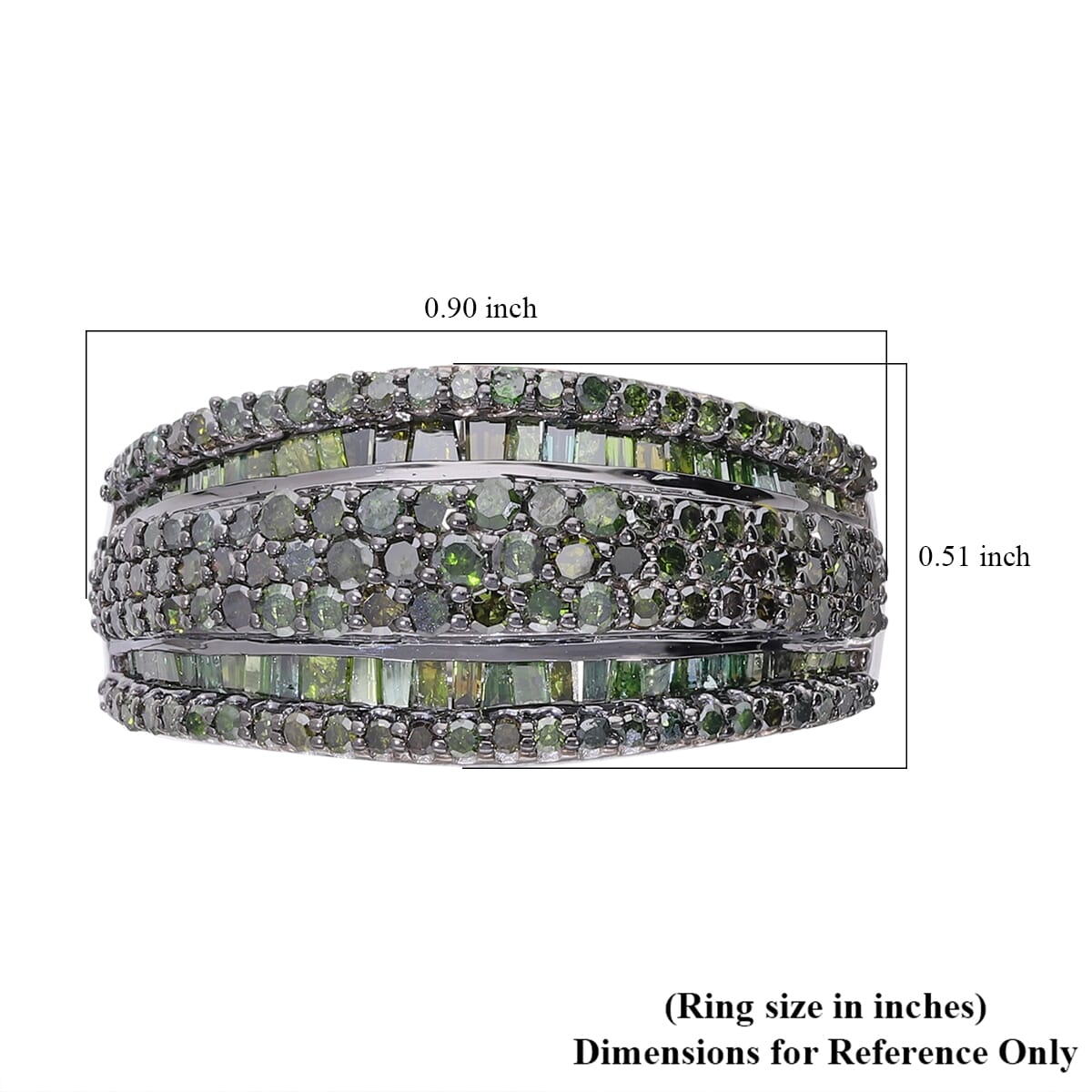 Green Diamond 2.00 ctw Ring in Platinum Over Sterling Silver (Size 7.0)  image number 5