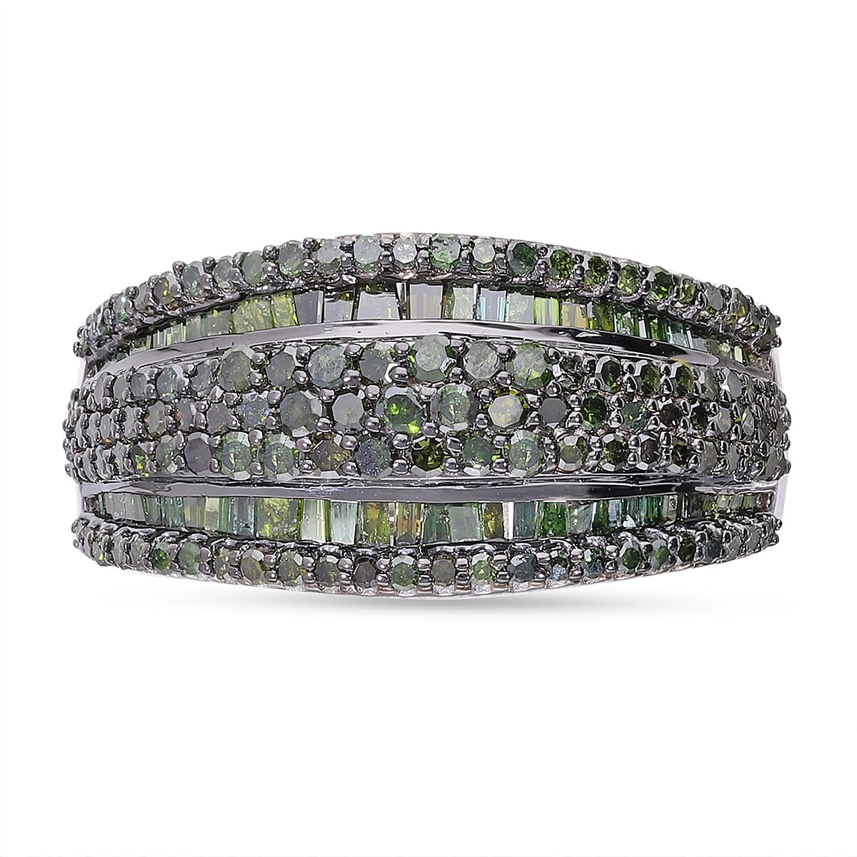 D'Joy Green Diamond 2.00 ctw Ring in Platinum Over Sterling Silver (Size 9.0)  image number 0