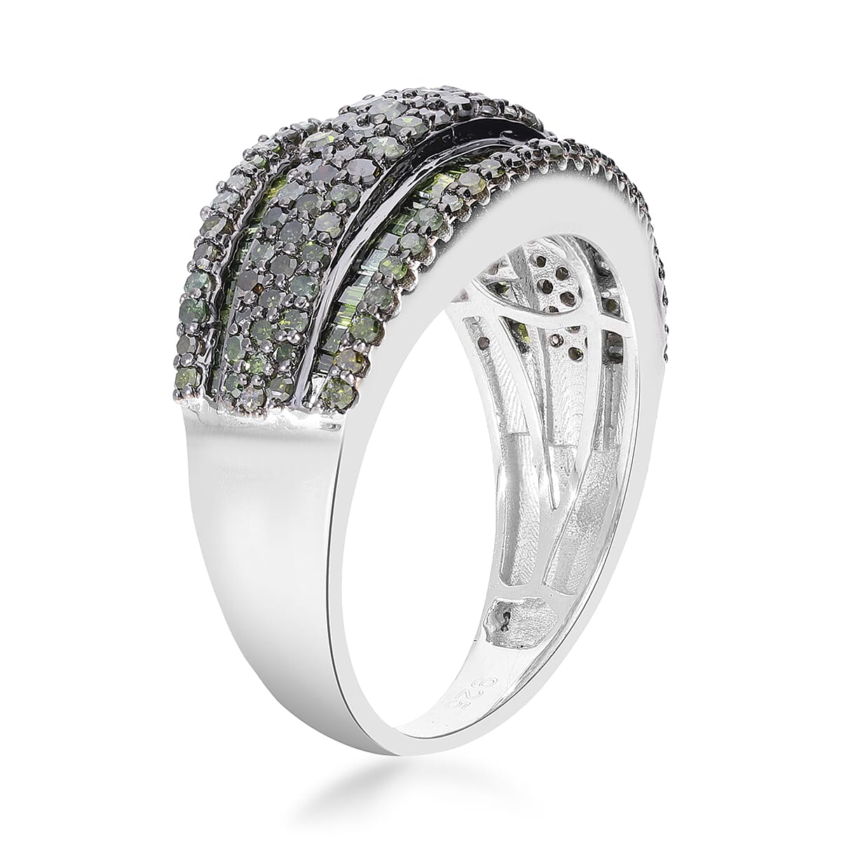 D'Joy Green Diamond 2.00 ctw Ring in Platinum Over Sterling Silver (Size 9.0)  image number 3