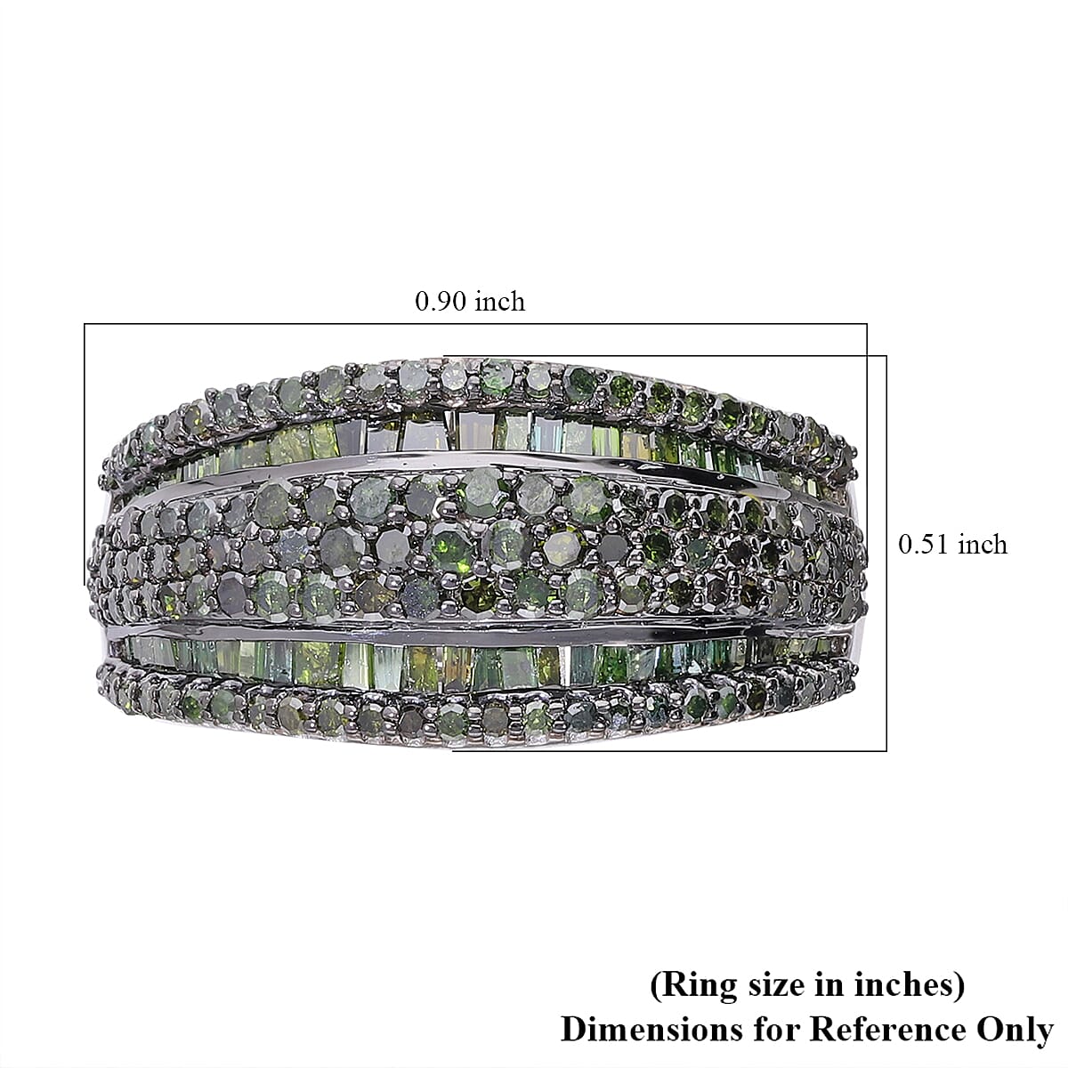 D'Joy Green Diamond 2.00 ctw Ring in Platinum Over Sterling Silver (Size 9.0)  image number 5