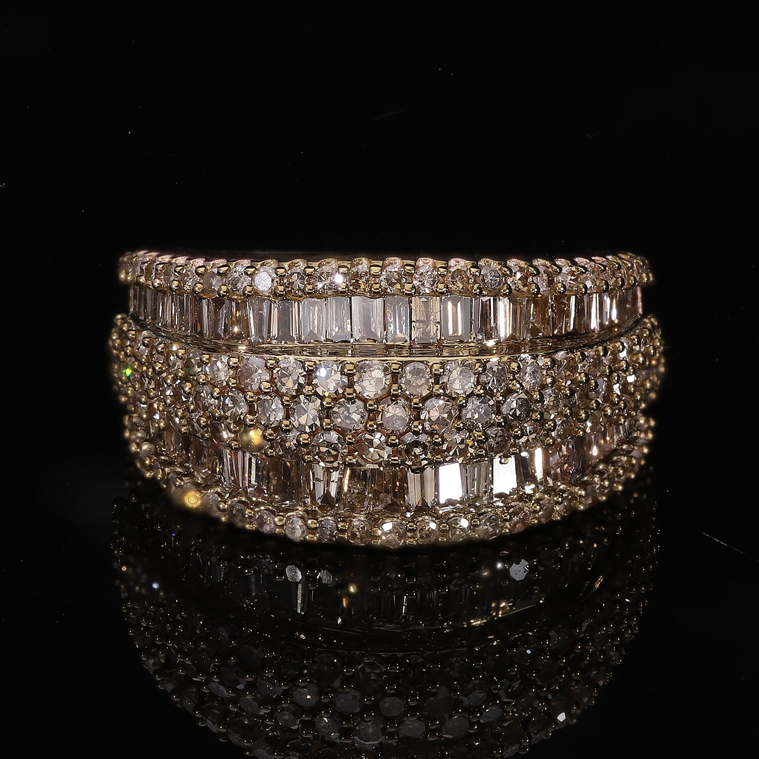 Natural Champagne Diamond Ring in Vermeil Rose Gold Over Sterling Silver (Size 10.0) 2.00 ctw
