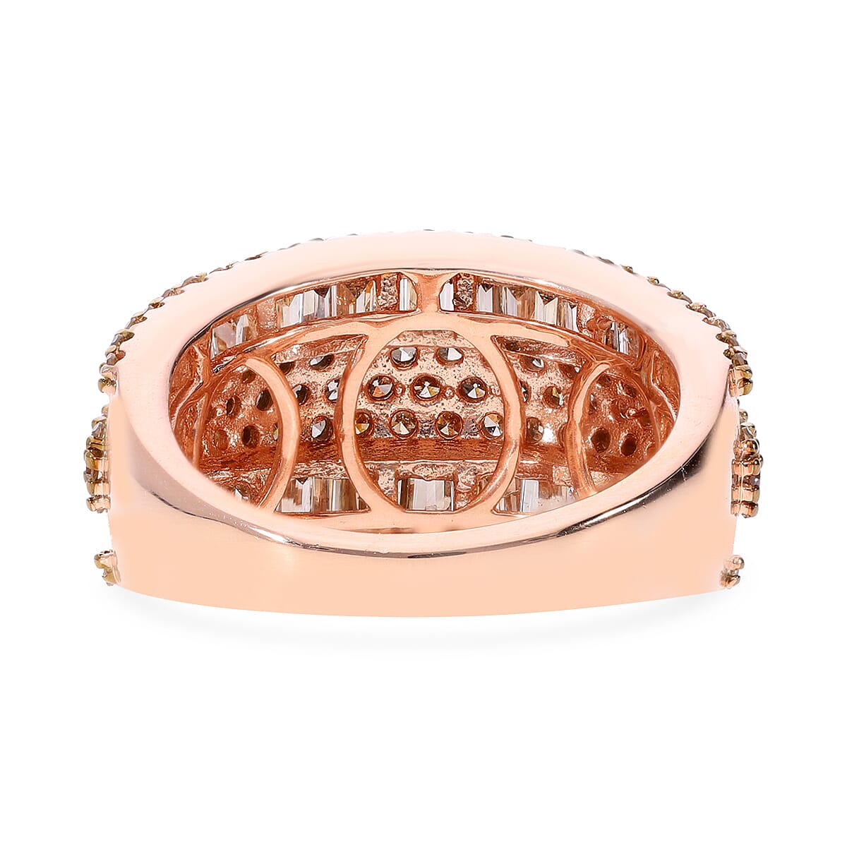 Natural Champagne Diamond Ring in Vermeil Rose Gold Over Sterling Silver (Size 10.0) 2.00 ctw