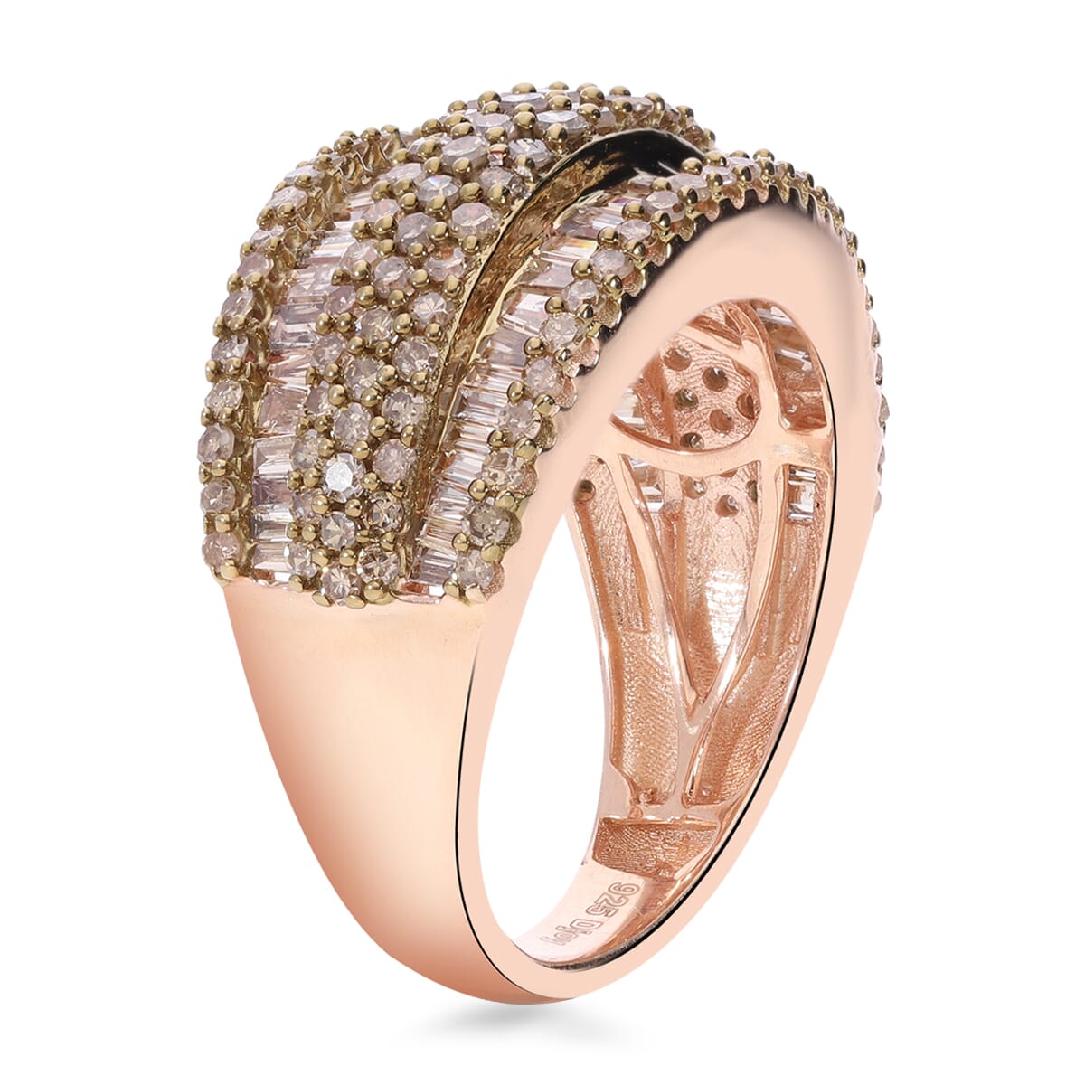 Natural Champagne Diamond 2.00 ctw Ring in Vermeil Rose Gold Over Sterling Silver (Size 6.0)  image number 4