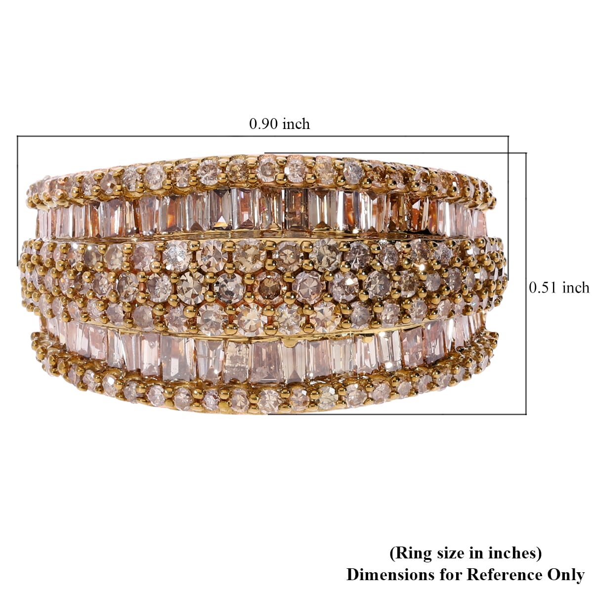 Natural Champagne Diamond 2.00 ctw Ring in Vermeil Rose Gold Over Sterling Silver (Size 6.0)  image number 5