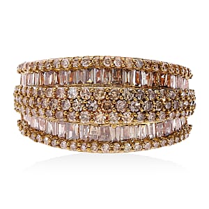 Natural Champagne Diamond 2.00 ctw Ring in Vermeil Rose Gold Over Sterling Silver (Size 7.0) 