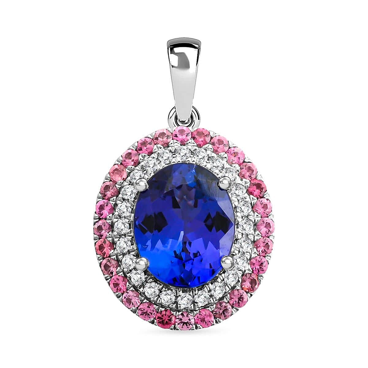 Certified & Appraised Rhapsody 950 Platinum AAAA Tanzanite and E-F VS Diamond Pendant 3.75 ctw image number 0