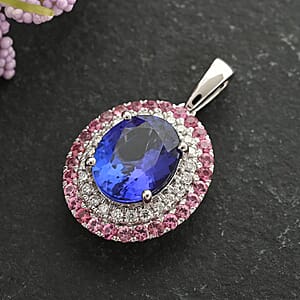 Certified & Appraised Rhapsody 3.75 ctw AAAA Tanzanite, Pink Spinel and E-F VS Diamond Pendant without Chain in 950 Platinum