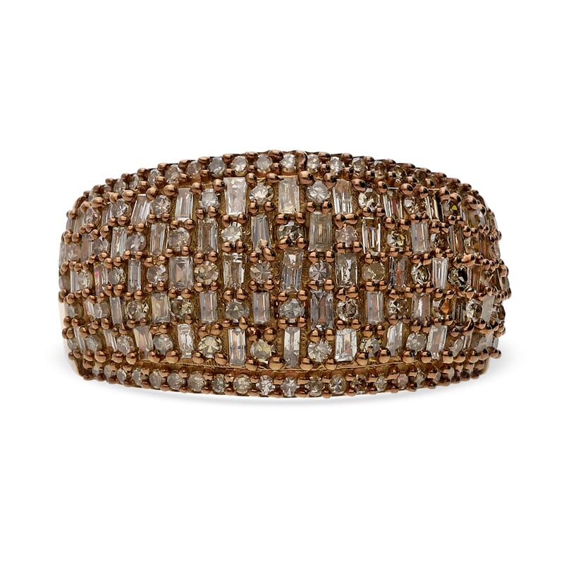 Natural Champagne Diamond Ring in Vermeil Rose Gold Over Sterling Silver 1.00 ctw
