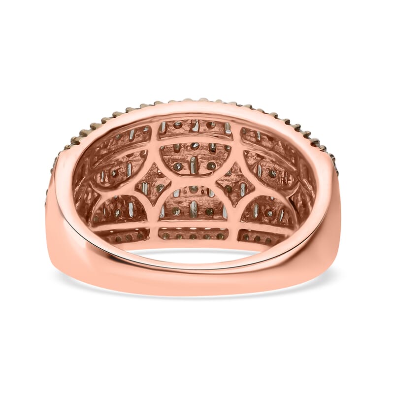Natural Champagne Diamond Ring in Vermeil Rose Gold Over Sterling Silver 1.00 ctw