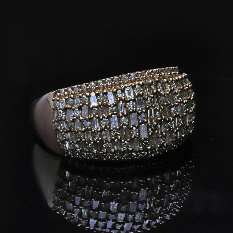 Natural Champagne Diamond Ring in Vermeil Rose Gold Over Sterling Silver 1.00 ctw