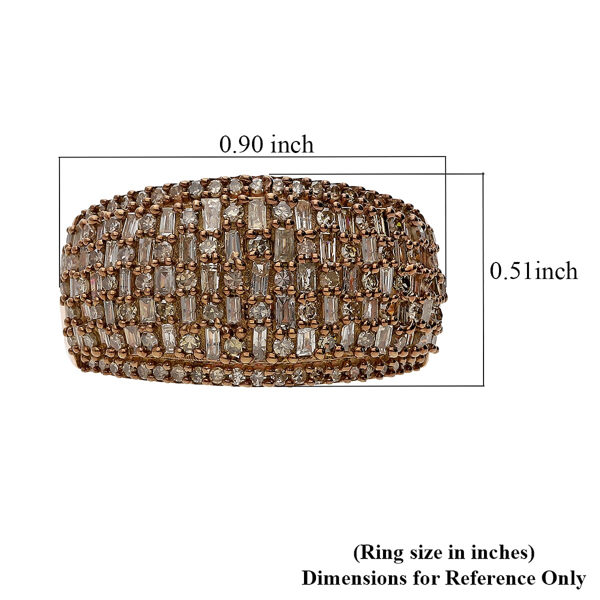 Natural Champagne Diamond Ring in Vermeil Rose Gold Over Sterling Silver 1.00 ctw image number 5