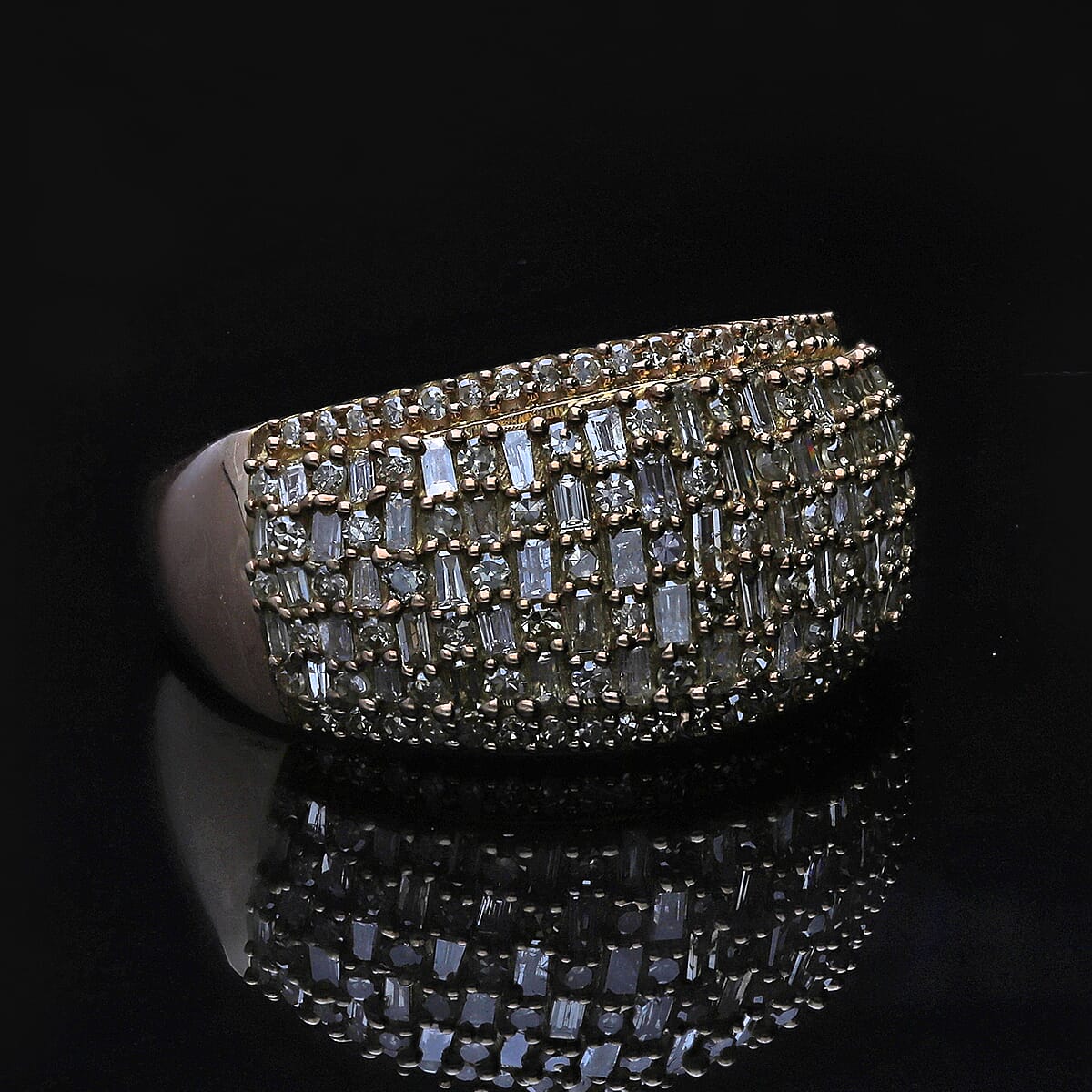 Natural Champagne Diamond Ring in Vermeil Rose Gold Over Sterling Silver 1.00 ctw image number 2