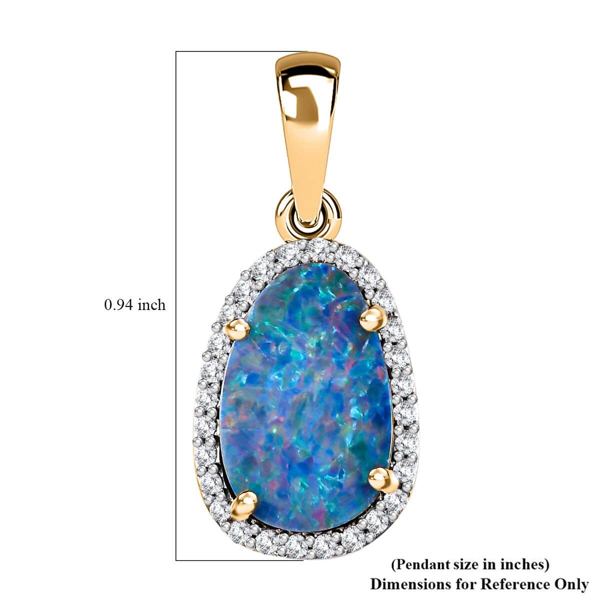 Luxoro 14K Yellow Gold Premium Boulder Opal Doublet and I2 Diamond Pendant (Size 7.0) 2.50 ctw image number 6