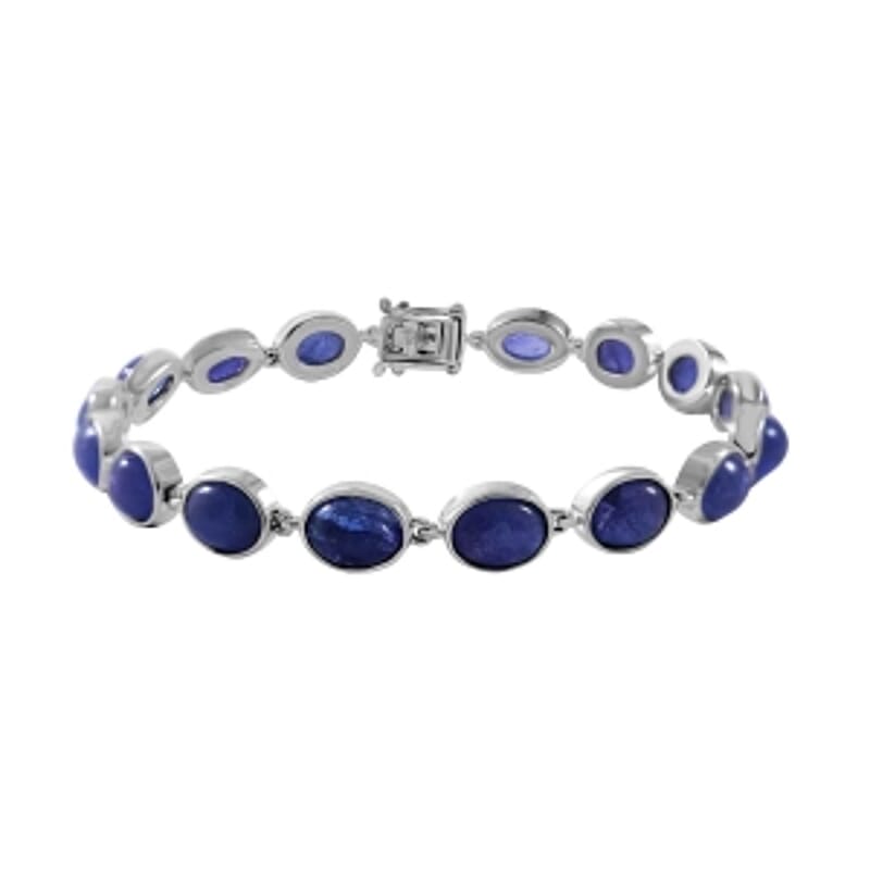 Premium Tanzanite 29.70 ctw Bracelet in Rhodium Over Sterling Silver (7.5 In) (9.55 g)