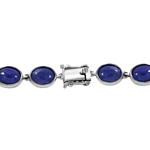 Premium Tanzanite 29.70 ctw Bracelet in Rhodium Over Sterling Silver (7.5 In) (9.55 g)
