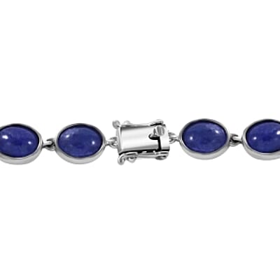 Premium Tanzanite 29.70 ctw Bracelet in Rhodium Over Sterling Silver (7.5 In) (9.55 g)