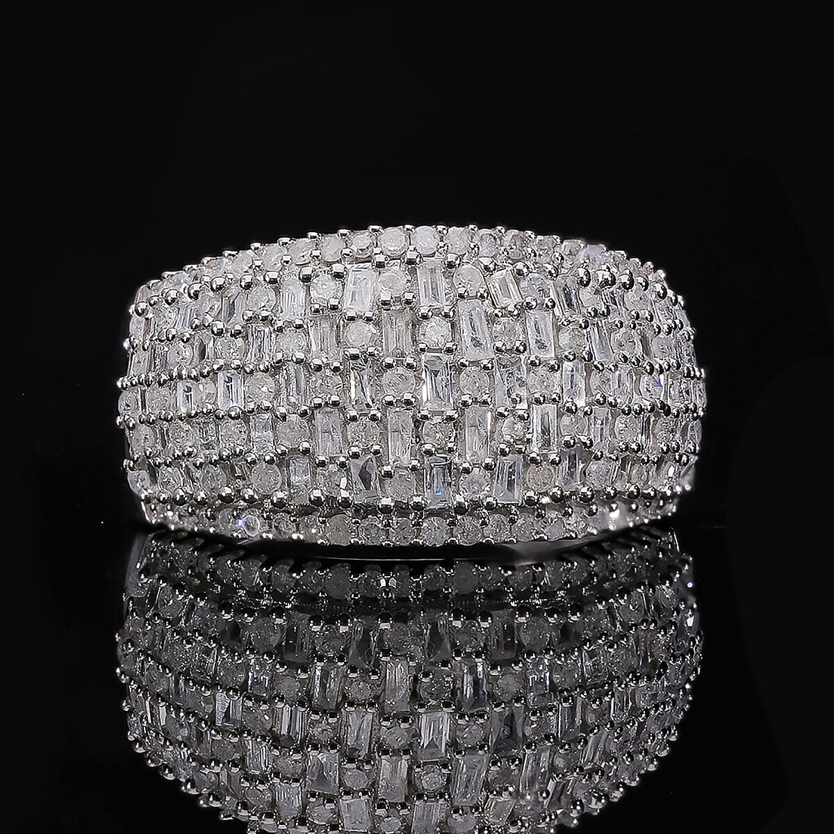 Diamond Ring in Platinum Over Sterling Silver (Size 10.0) 1.00 ctw image number 1