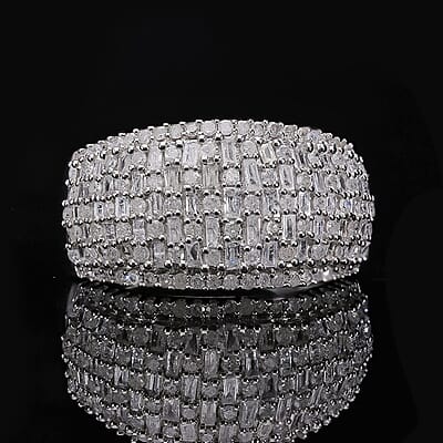 Diamond Ring in Platinum Over Sterling Silver (Size 10.0) 1.00 ctw