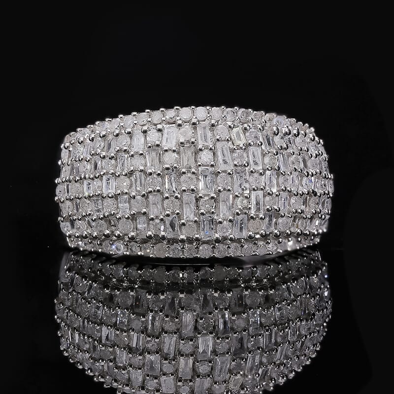 Diamond Ring in Platinum Over Sterling Silver (Size 10.0) 1.00 ctw