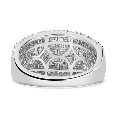 Diamond Ring in Platinum Over Sterling Silver (Size 10.0) 1.00 ctw