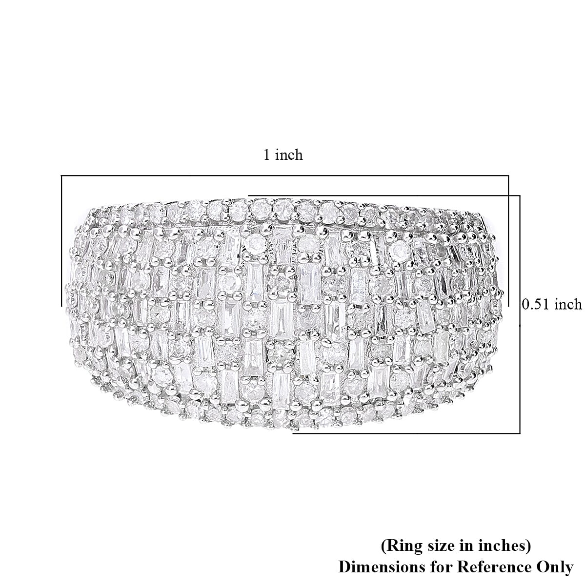 Diamond Ring in Platinum Over Sterling Silver (Size 10.0) 1.00 ctw image number 5