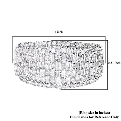 Diamond Ring in Platinum Over Sterling Silver (Size 10.0) 1.00 ctw