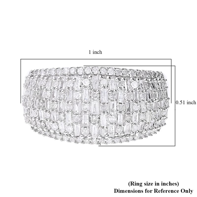 Diamond Ring in Platinum Over Sterling Silver (Size 10.0) 1.00 ctw