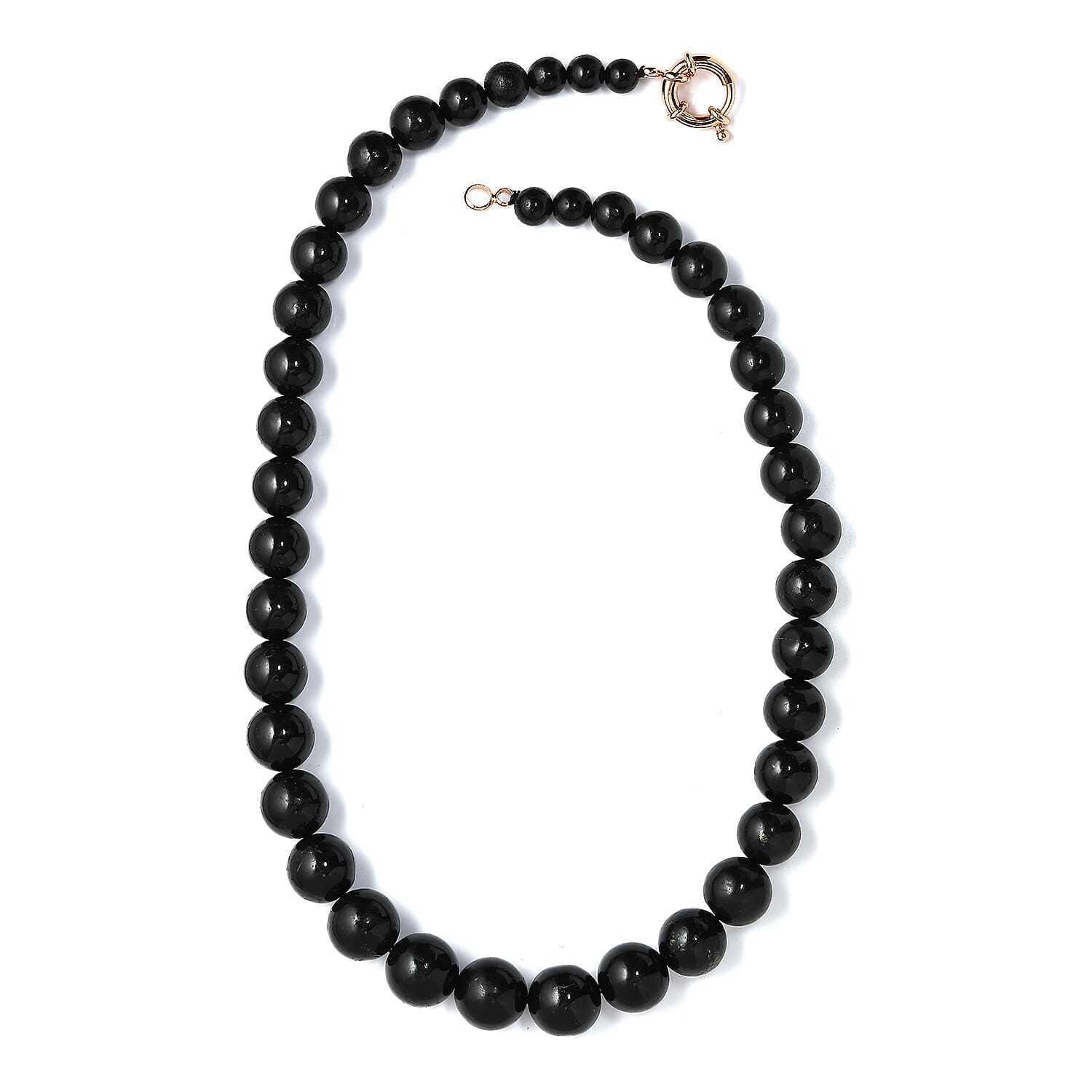 Shungite Beaded Necklace 20 Inches in 18K RG Plated 460.00 ctw