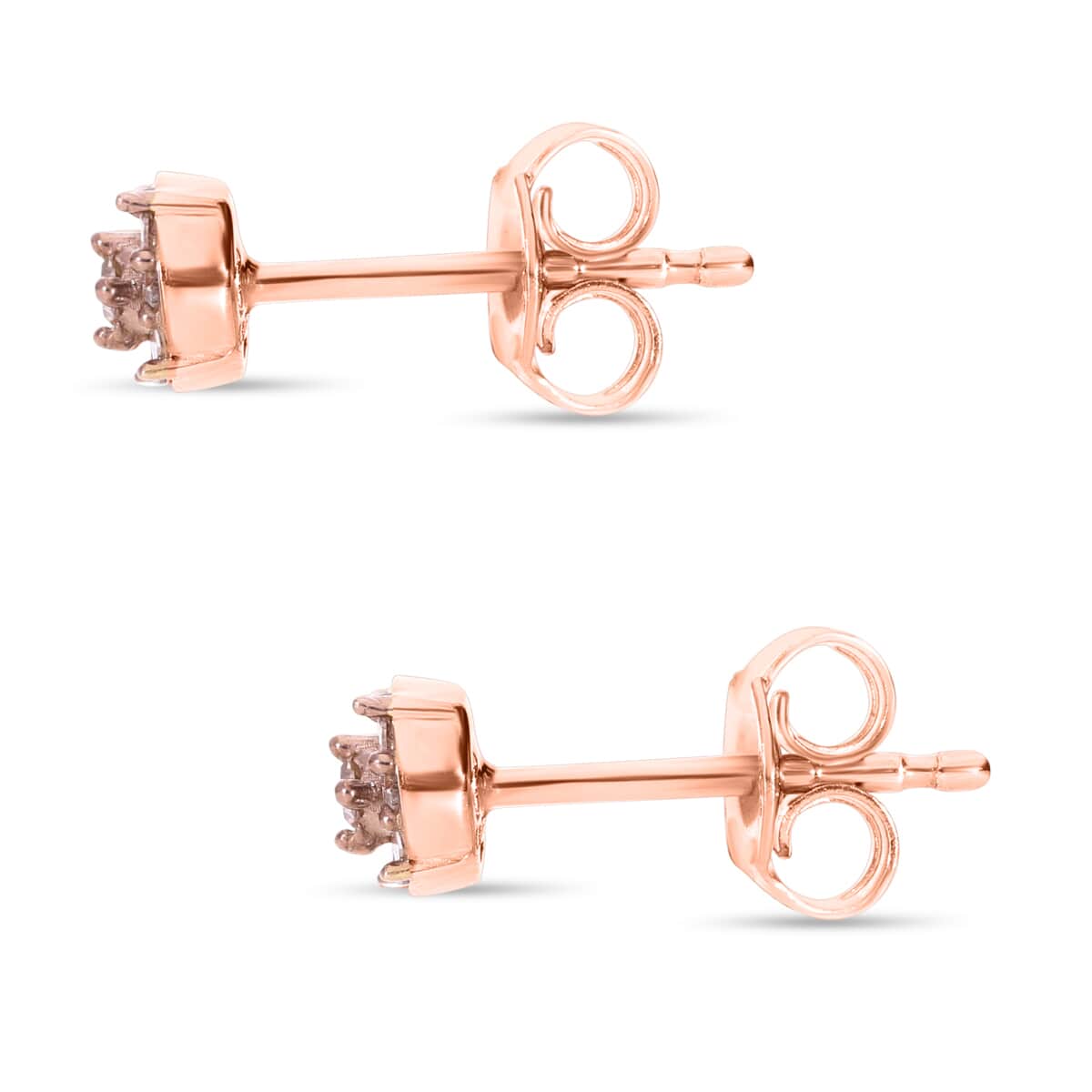 Natural Champagne Diamond Stud Earrings in Vermeil Rose Gold Over Sterling Silver 0.15 ctw image number 3