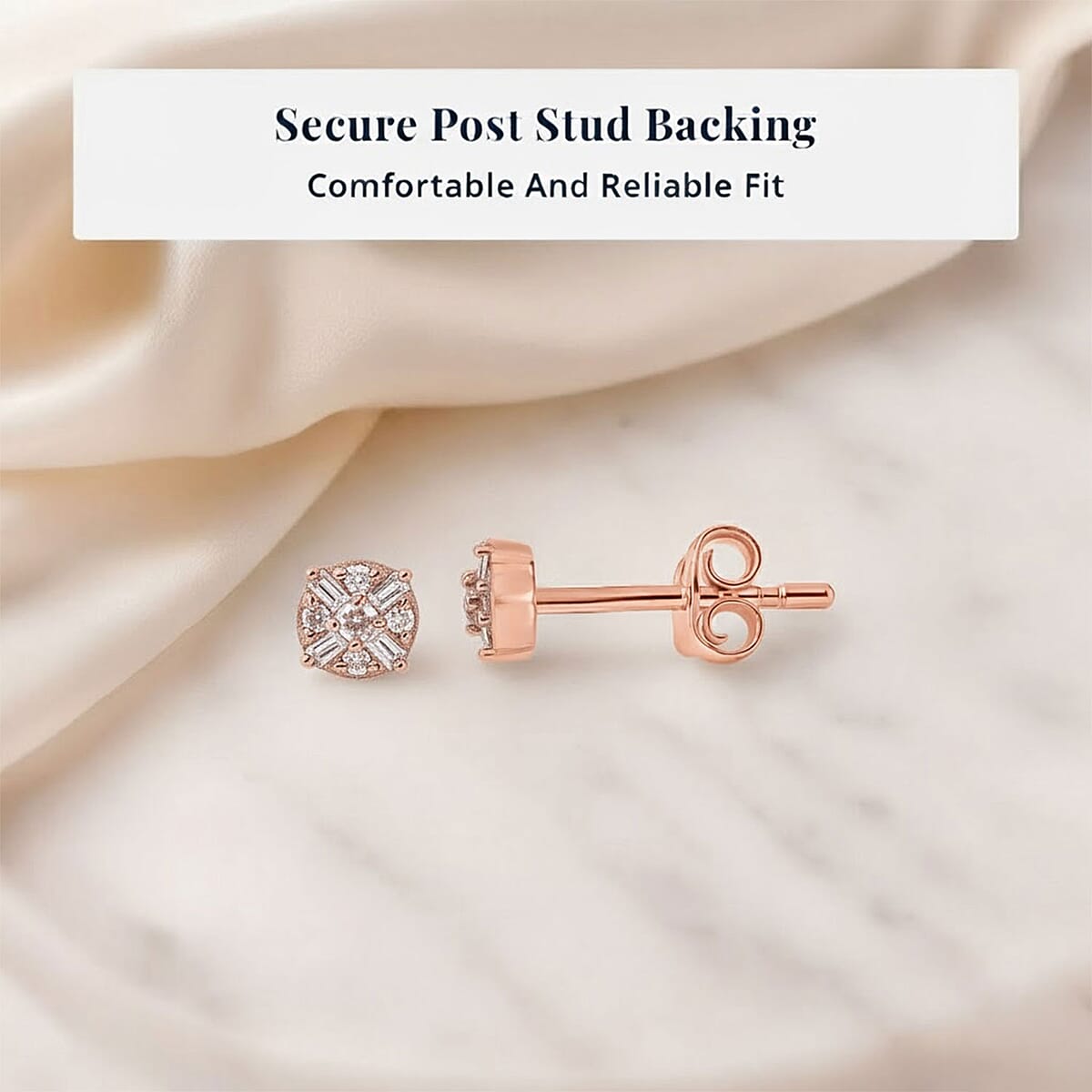 D'Joy Natural Champagne Diamond 0.15 ctw Stud Earrings in Vermeil Rose Gold Over Sterling Silver  image number 6