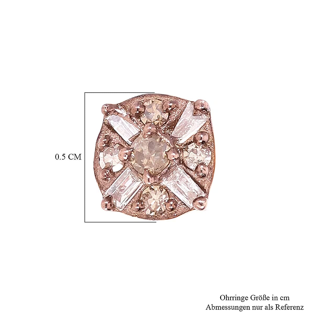 D'Joy Natural Champagne Diamond 0.15 ctw Stud Earrings in Vermeil Rose Gold Over Sterling Silver  image number 7