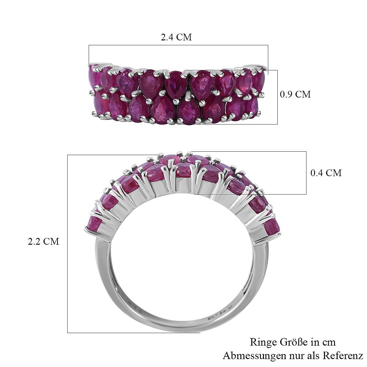 African Ruby 3.74 ctw Ring in Rhodium Over Sterling Silver (Size 5.5)