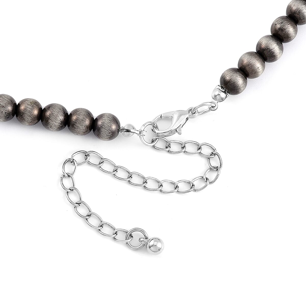 Doorbuster Constituted Blue Howlite 20.00 ctw Squash Blossom Necklace in Silvertone 24-28 Inches image number 4