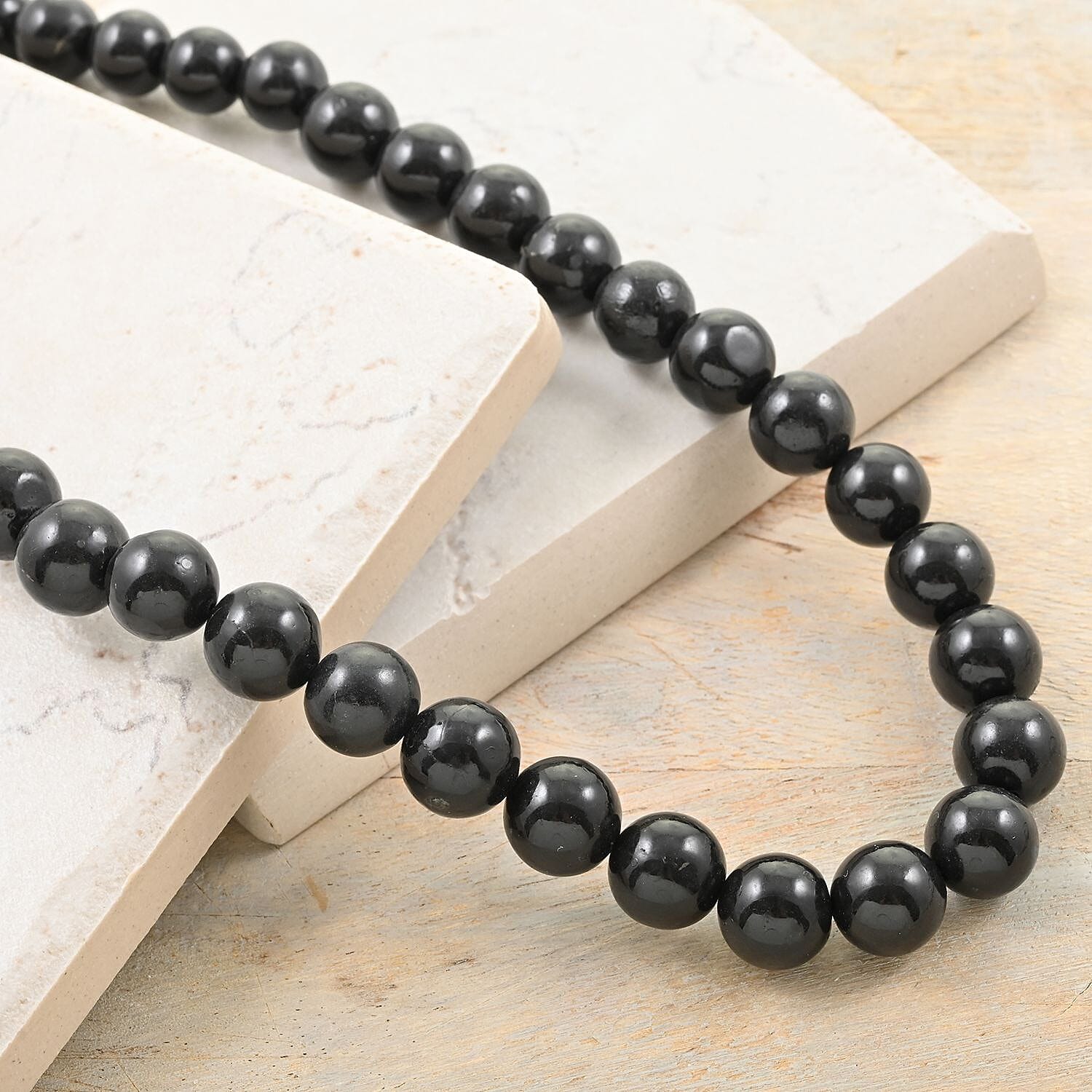 Karis Black Shungite Beaded Necklace (20 Inches) in 18K YG Plated 235.00 ctw