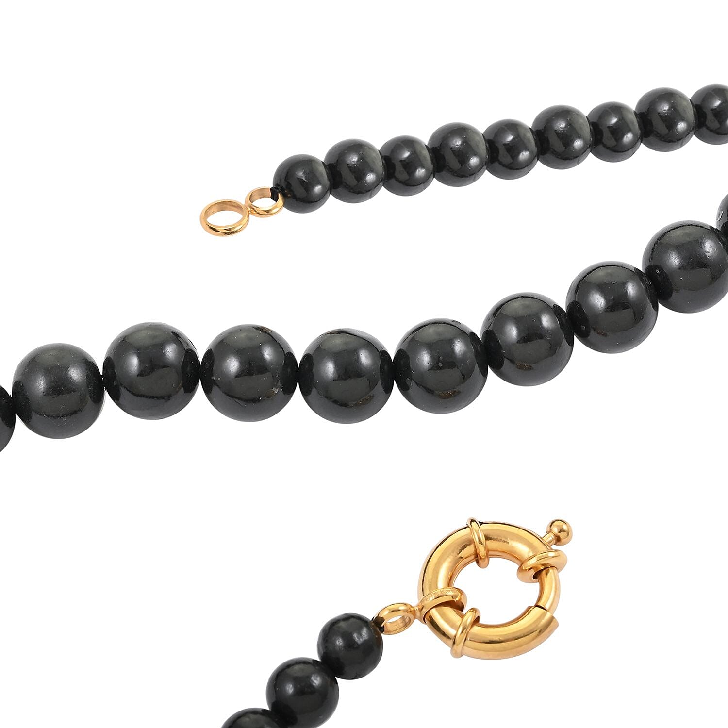 Karis Black Shungite Beaded Necklace (20 Inches) in 18K YG Plated 235.00 ctw