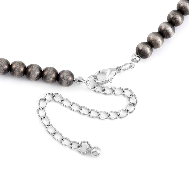 Constituted Blue Howlite 16.00 ctw Squash Blossom Necklace in Silvertone 24-28 Inches