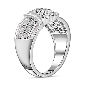 Diamond Ring in Platinum Over Sterling Silver (Size 10.0) 0.50 ctw