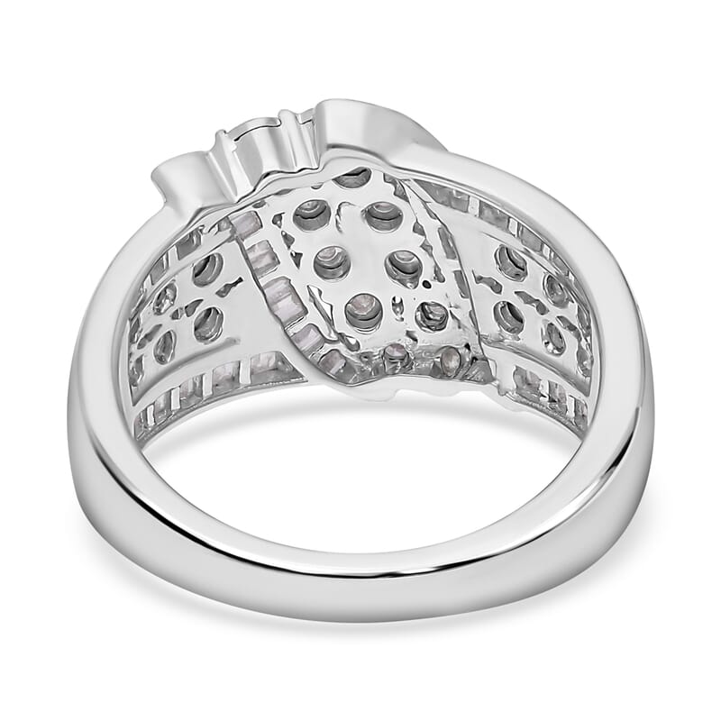Diamond Ring in Platinum Over Sterling Silver (Size 10.0) 0.50 ctw